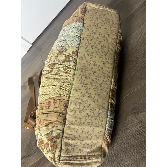 J Jill Boho Patchwork Floral Pleated Shoulder Bag Brown Beige Embroidered - Picture 8 of 12